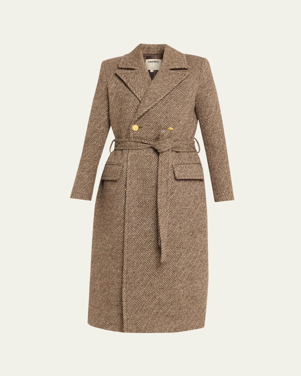 Kolina Belted Twill Long Coat